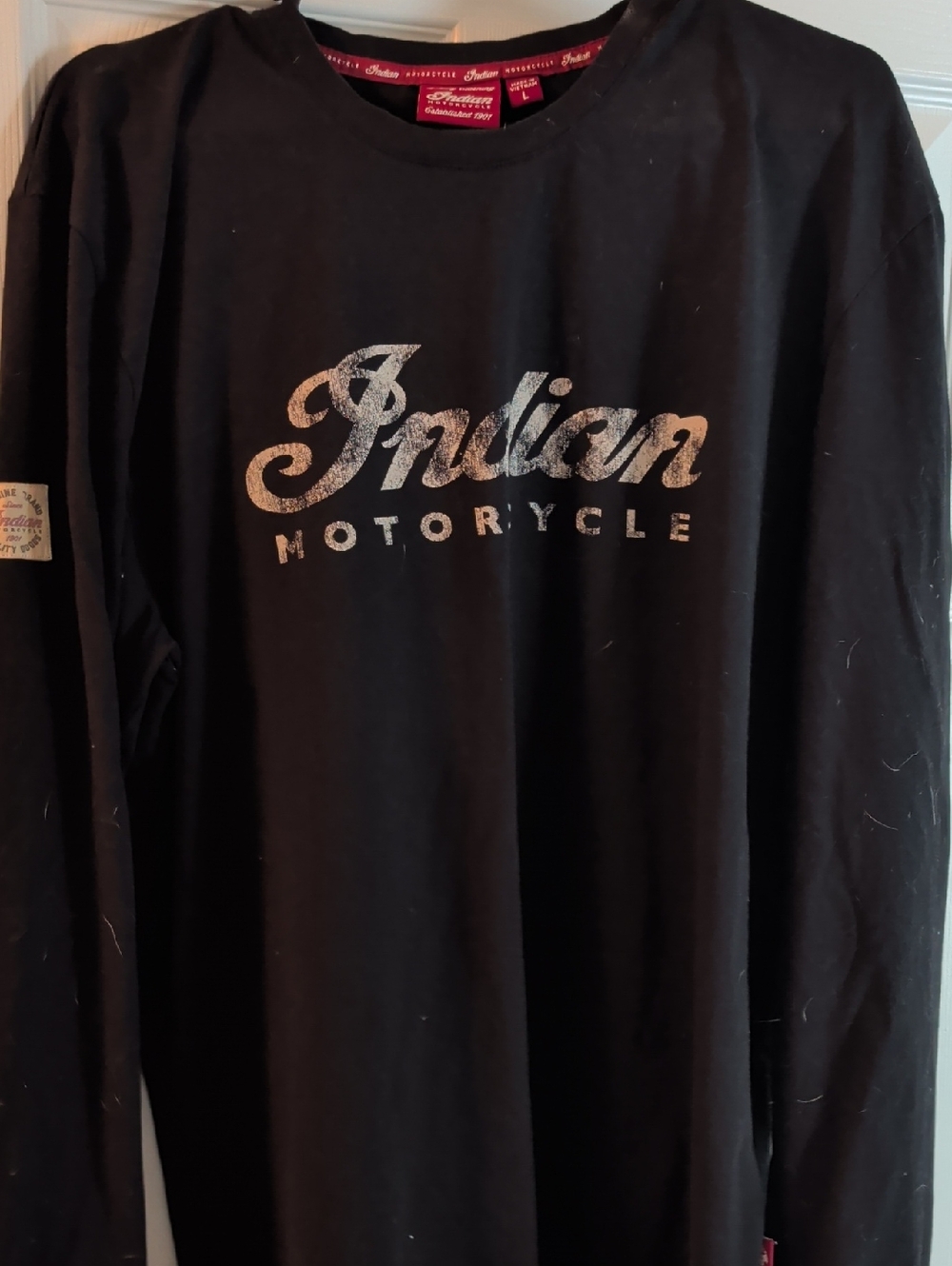 Indian Motorcycle. Men's Large Black Long-Sleeve Logo Shirt